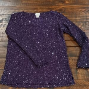 Chico's Deep Purple Sequin Top